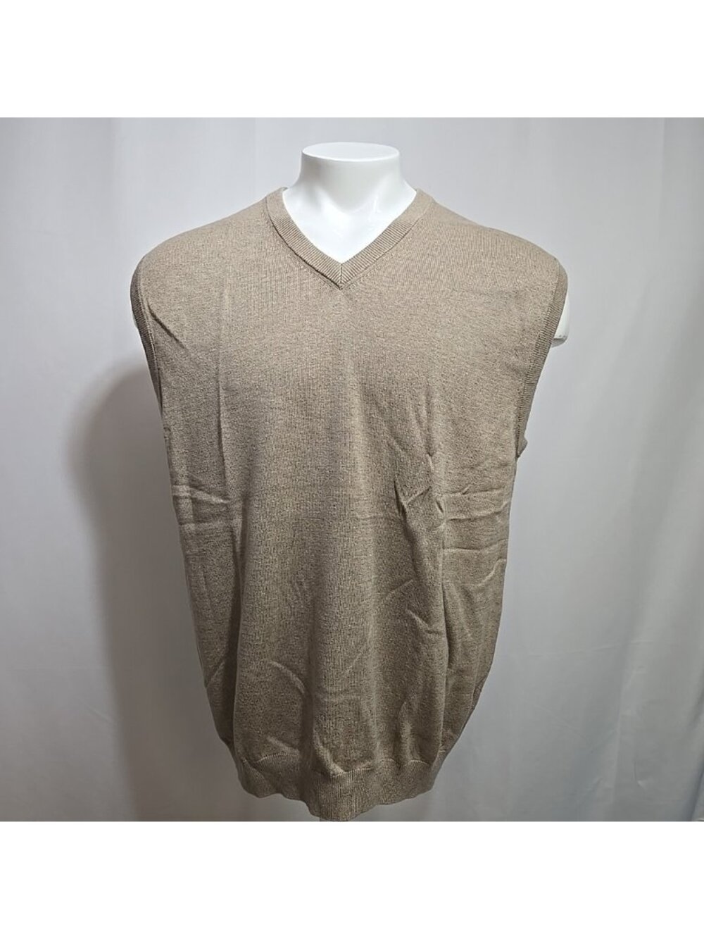 Tulliano Sweater Vest Mens Size XL Beige Silk and Cotton Blend Knit Academia